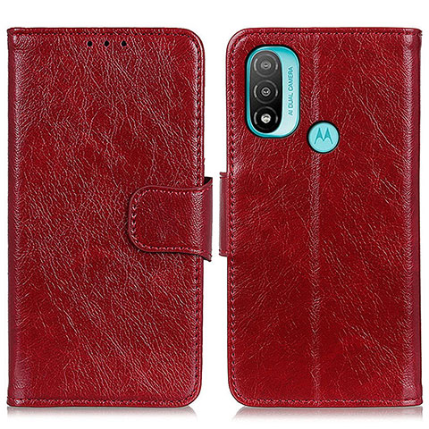 Funda de Cuero Cartera con Soporte Carcasa N05P para Motorola Moto E20 Rojo