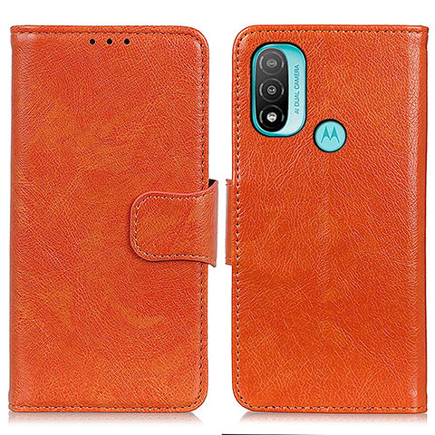 Funda de Cuero Cartera con Soporte Carcasa N05P para Motorola Moto E30 Naranja