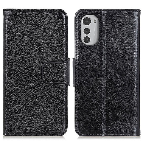 Funda de Cuero Cartera con Soporte Carcasa N05P para Motorola Moto E32 Negro