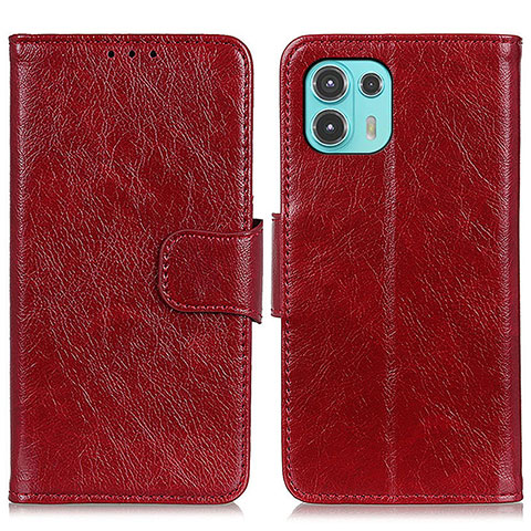 Funda de Cuero Cartera con Soporte Carcasa N05P para Motorola Moto Edge 20 Lite 5G Rojo