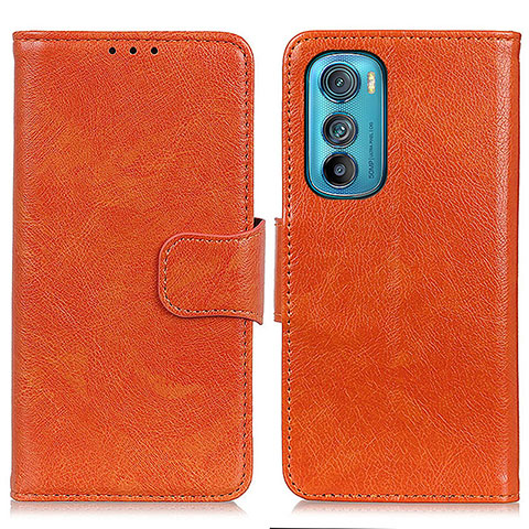 Funda de Cuero Cartera con Soporte Carcasa N05P para Motorola Moto Edge 30 5G Naranja