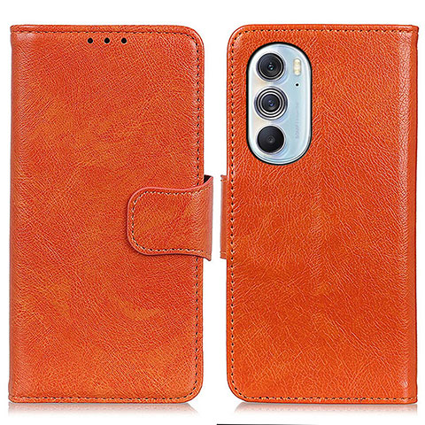 Funda de Cuero Cartera con Soporte Carcasa N05P para Motorola Moto Edge 30 Pro 5G Naranja