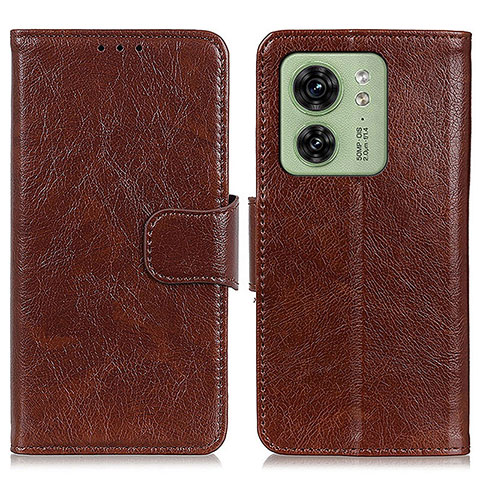 Funda de Cuero Cartera con Soporte Carcasa N05P para Motorola Moto Edge 40 5G Marron