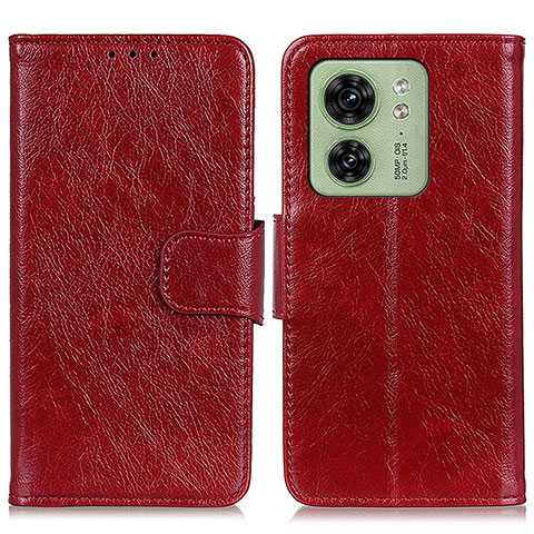 Funda de Cuero Cartera con Soporte Carcasa N05P para Motorola Moto Edge 40 5G Rojo