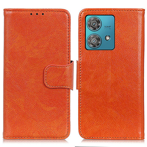 Funda de Cuero Cartera con Soporte Carcasa N05P para Motorola Moto Edge 40 Neo 5G Naranja