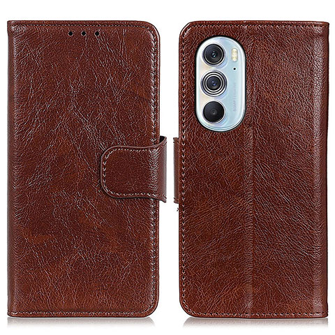 Funda de Cuero Cartera con Soporte Carcasa N05P para Motorola Moto Edge Plus (2022) 5G Marron