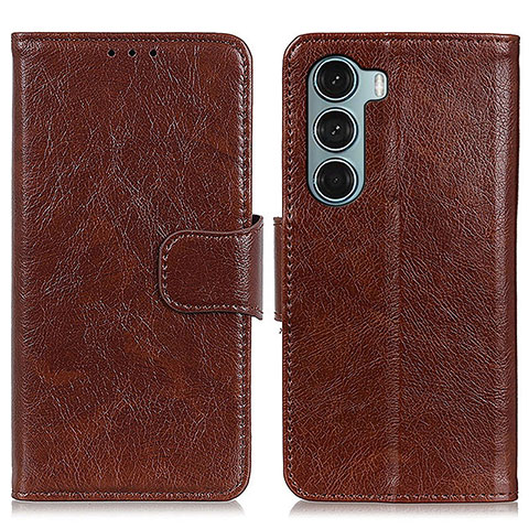 Funda de Cuero Cartera con Soporte Carcasa N05P para Motorola Moto Edge S30 5G Marron