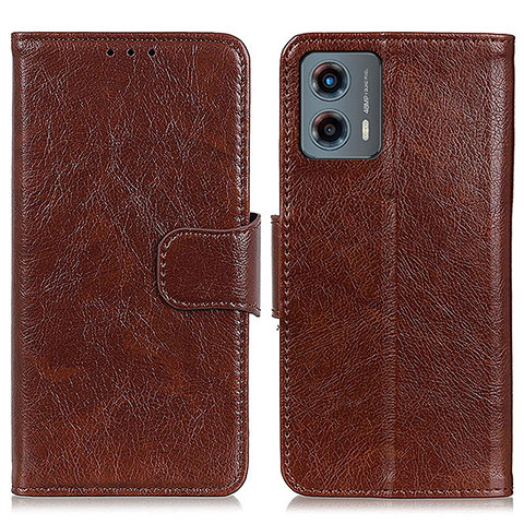 Funda de Cuero Cartera con Soporte Carcasa N05P para Motorola Moto G 5G (2023) Marron