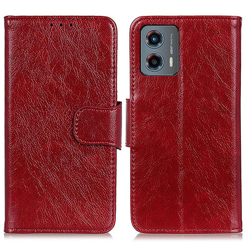 Funda de Cuero Cartera con Soporte Carcasa N05P para Motorola Moto G 5G (2023) Rojo