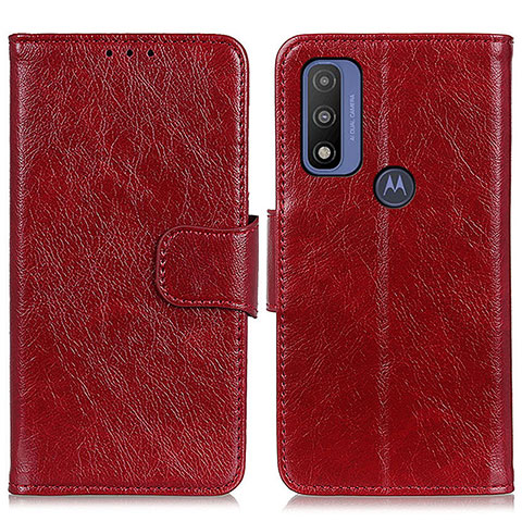 Funda de Cuero Cartera con Soporte Carcasa N05P para Motorola Moto G Pure Rojo