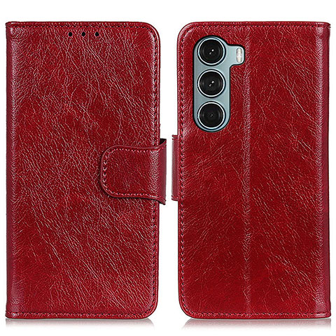 Funda de Cuero Cartera con Soporte Carcasa N05P para Motorola Moto G200 5G Rojo