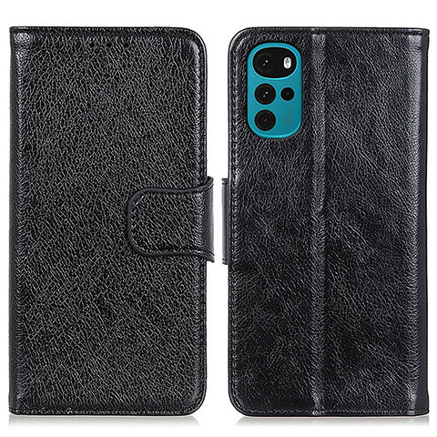 Funda de Cuero Cartera con Soporte Carcasa N05P para Motorola Moto G22 Negro