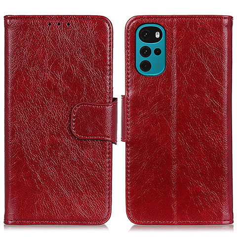 Funda de Cuero Cartera con Soporte Carcasa N05P para Motorola Moto G22 Rojo