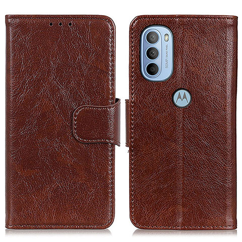 Funda de Cuero Cartera con Soporte Carcasa N05P para Motorola Moto G31 Marron