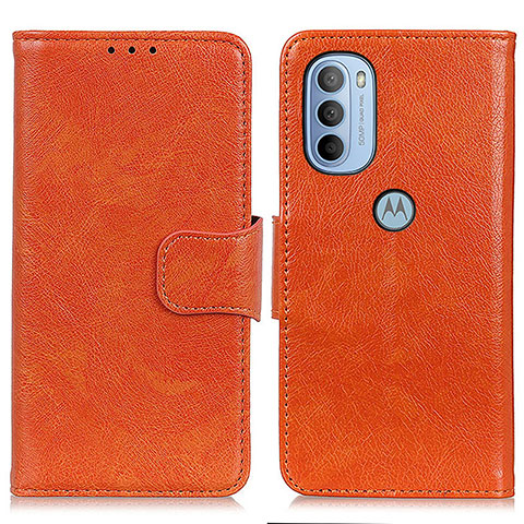 Funda de Cuero Cartera con Soporte Carcasa N05P para Motorola Moto G41 Naranja