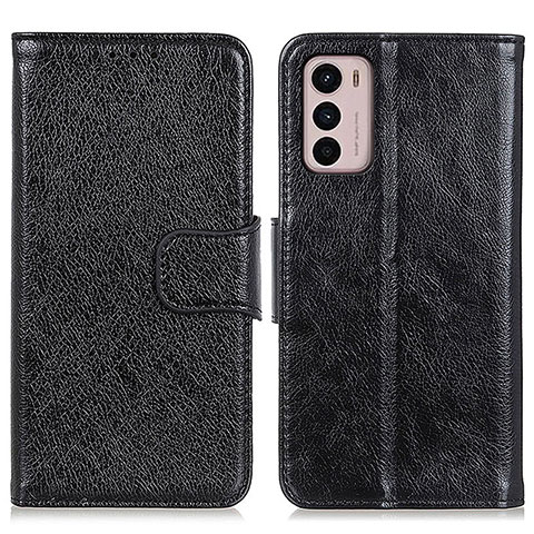 Funda de Cuero Cartera con Soporte Carcasa N05P para Motorola Moto G42 Negro