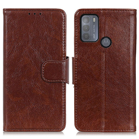 Funda de Cuero Cartera con Soporte Carcasa N05P para Motorola Moto G50 Marron