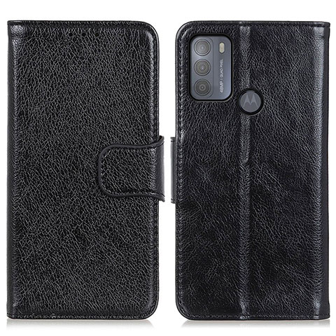 Funda de Cuero Cartera con Soporte Carcasa N05P para Motorola Moto G50 Negro