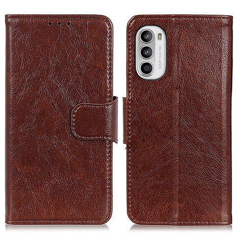 Funda de Cuero Cartera con Soporte Carcasa N05P para Motorola MOTO G52 Marron