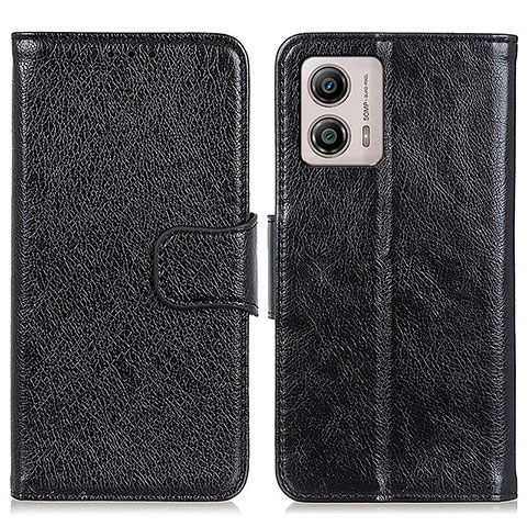 Funda de Cuero Cartera con Soporte Carcasa N05P para Motorola Moto G53 5G Negro