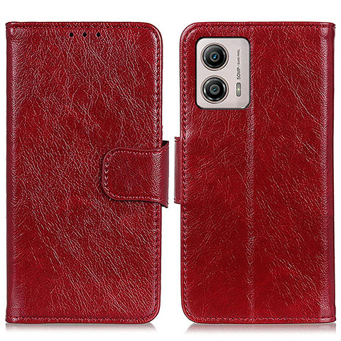 Funda de Cuero Cartera con Soporte Carcasa N05P para Motorola Moto G53y 5G Rojo