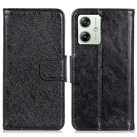 Funda de Cuero Cartera con Soporte Carcasa N05P para Motorola Moto G54 5G Negro