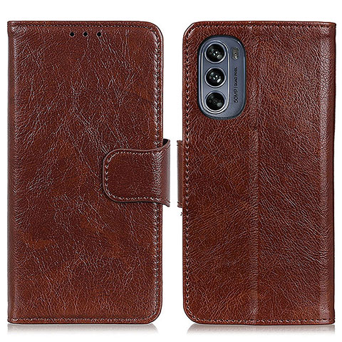 Funda de Cuero Cartera con Soporte Carcasa N05P para Motorola Moto G62 5G Marron