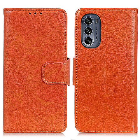 Funda de Cuero Cartera con Soporte Carcasa N05P para Motorola Moto G62 5G Naranja