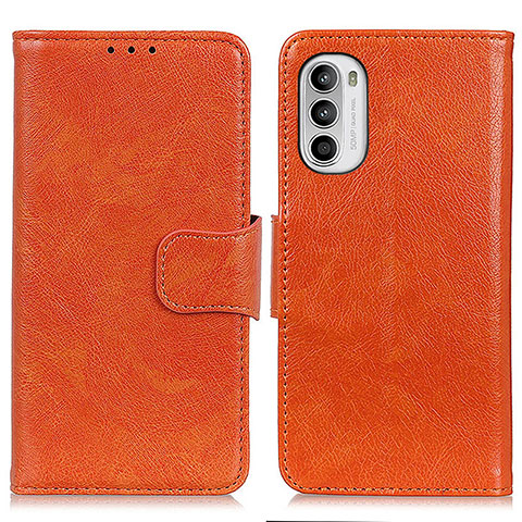 Funda de Cuero Cartera con Soporte Carcasa N05P para Motorola Moto G71s 5G Naranja