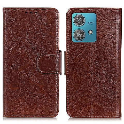 Funda de Cuero Cartera con Soporte Carcasa N05P para Motorola Moto G84 5G Marron