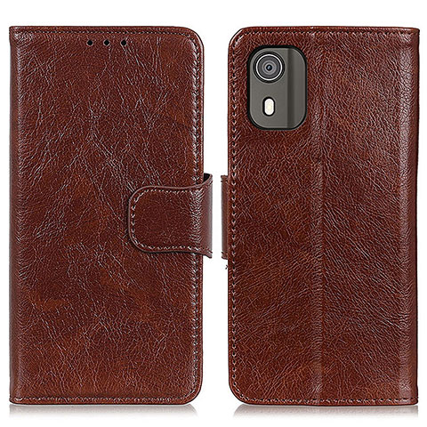 Funda de Cuero Cartera con Soporte Carcasa N05P para Nokia C02 Marron