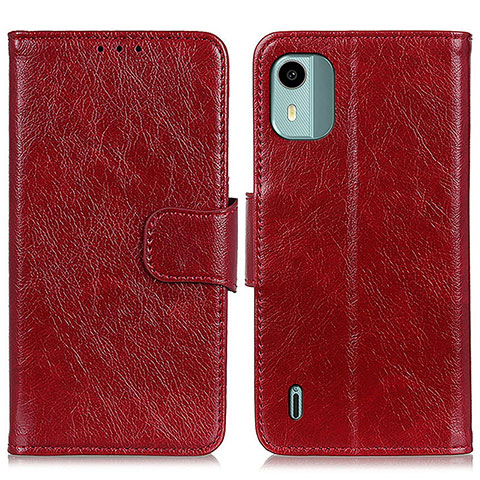 Funda de Cuero Cartera con Soporte Carcasa N05P para Nokia C12 Rojo