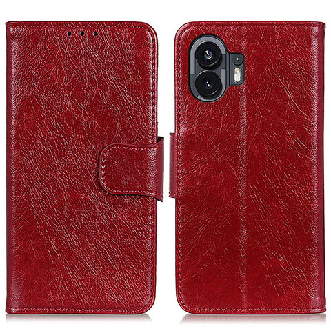 Funda de Cuero Cartera con Soporte Carcasa N05P para Nothing Phone 2 Rojo