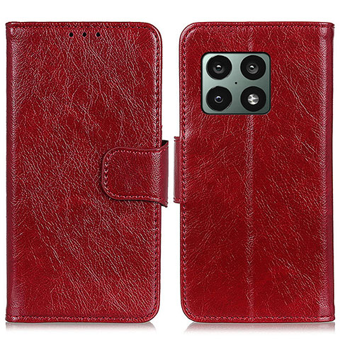 Funda de Cuero Cartera con Soporte Carcasa N05P para OnePlus 10 Pro 5G Rojo