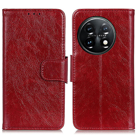 Funda de Cuero Cartera con Soporte Carcasa N05P para OnePlus 11 5G Rojo