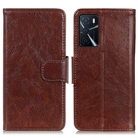 Funda de Cuero Cartera con Soporte Carcasa N05P para Oppo A54s Marron