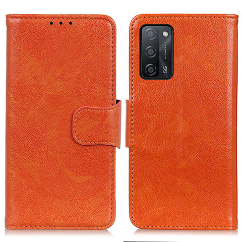 Funda de Cuero Cartera con Soporte Carcasa N05P para Oppo A55 5G Naranja