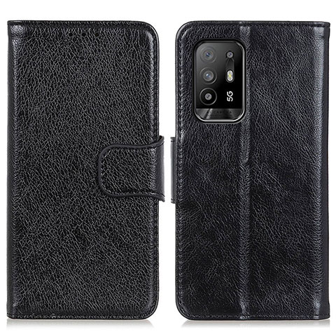 Funda de Cuero Cartera con Soporte Carcasa N05P para Oppo A94 5G Negro