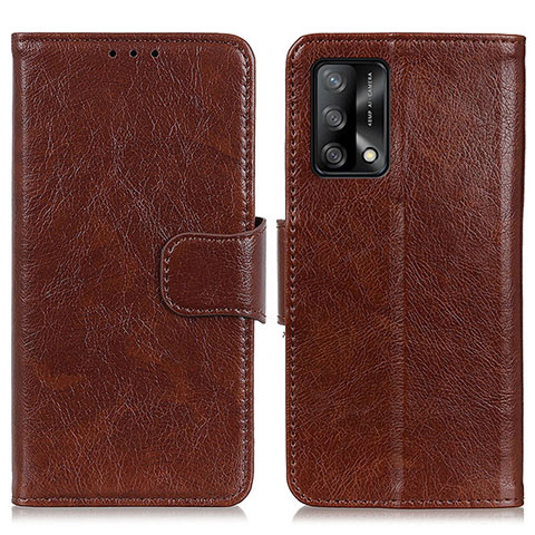 Funda de Cuero Cartera con Soporte Carcasa N05P para Oppo F19 Marron