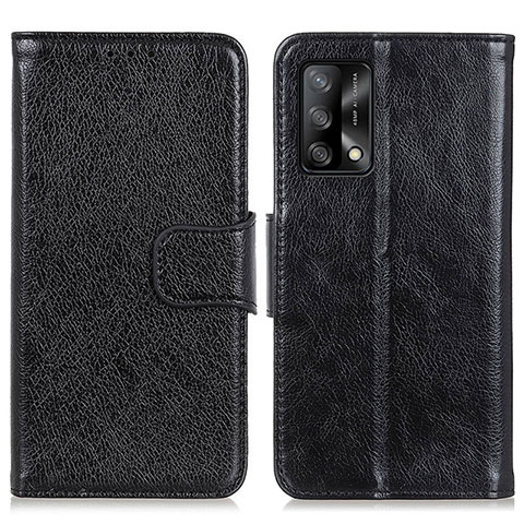 Funda de Cuero Cartera con Soporte Carcasa N05P para Oppo F19 Negro