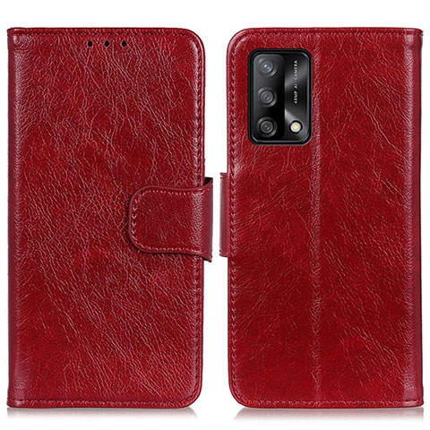 Funda de Cuero Cartera con Soporte Carcasa N05P para Oppo F19 Rojo