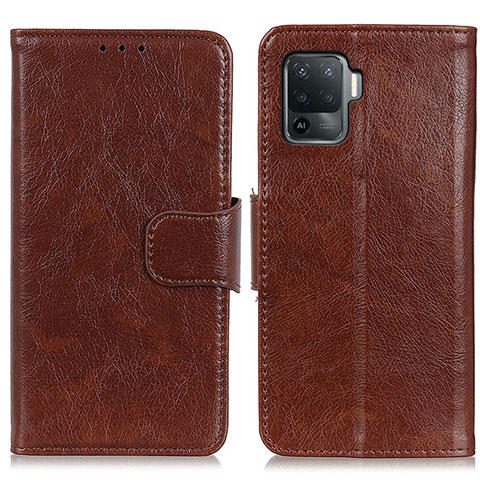 Funda de Cuero Cartera con Soporte Carcasa N05P para Oppo Reno5 Lite Marron