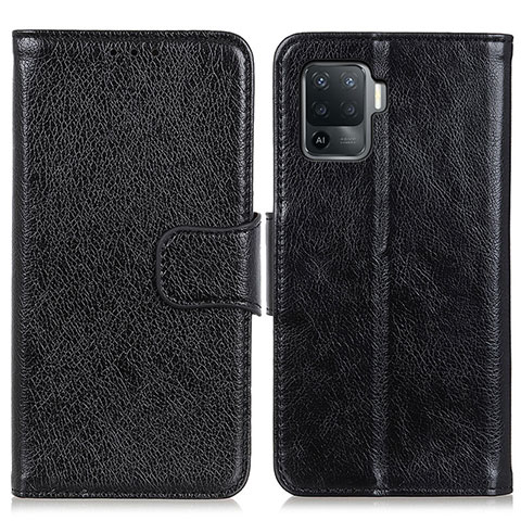 Funda de Cuero Cartera con Soporte Carcasa N05P para Oppo Reno5 Lite Negro