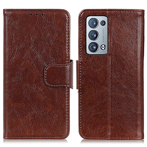 Funda de Cuero Cartera con Soporte Carcasa N05P para Oppo Reno6 Pro 5G Marron