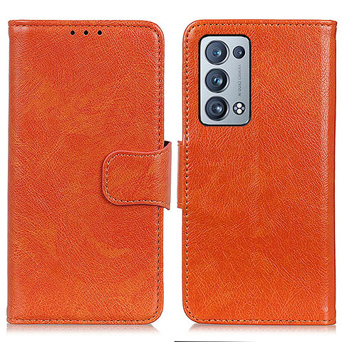 Funda de Cuero Cartera con Soporte Carcasa N05P para Oppo Reno6 Pro+ Plus 5G Naranja