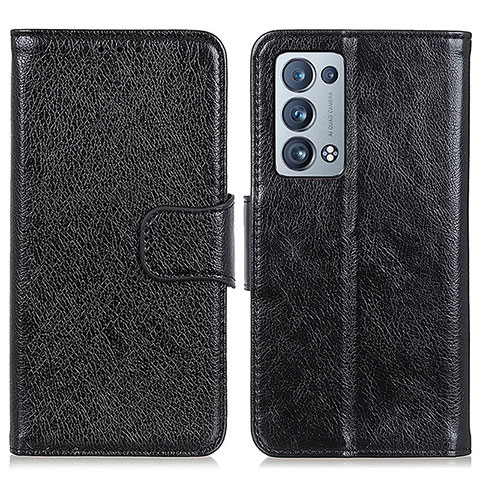 Funda de Cuero Cartera con Soporte Carcasa N05P para Oppo Reno6 Pro+ Plus 5G Negro