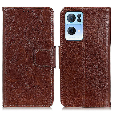 Funda de Cuero Cartera con Soporte Carcasa N05P para Oppo Reno7 Pro 5G Marron