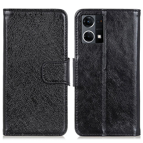 Funda de Cuero Cartera con Soporte Carcasa N05P para Oppo Reno8 4G Negro