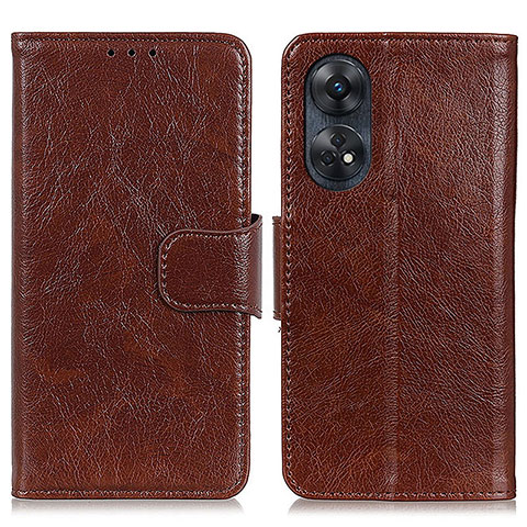 Funda de Cuero Cartera con Soporte Carcasa N05P para Oppo Reno8 T 4G Marron