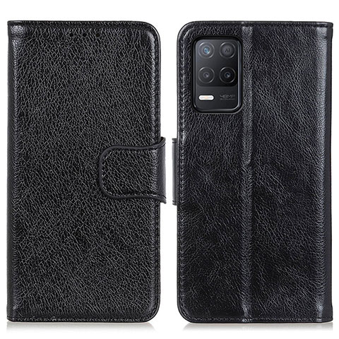 Funda de Cuero Cartera con Soporte Carcasa N05P para Realme 8 5G Negro